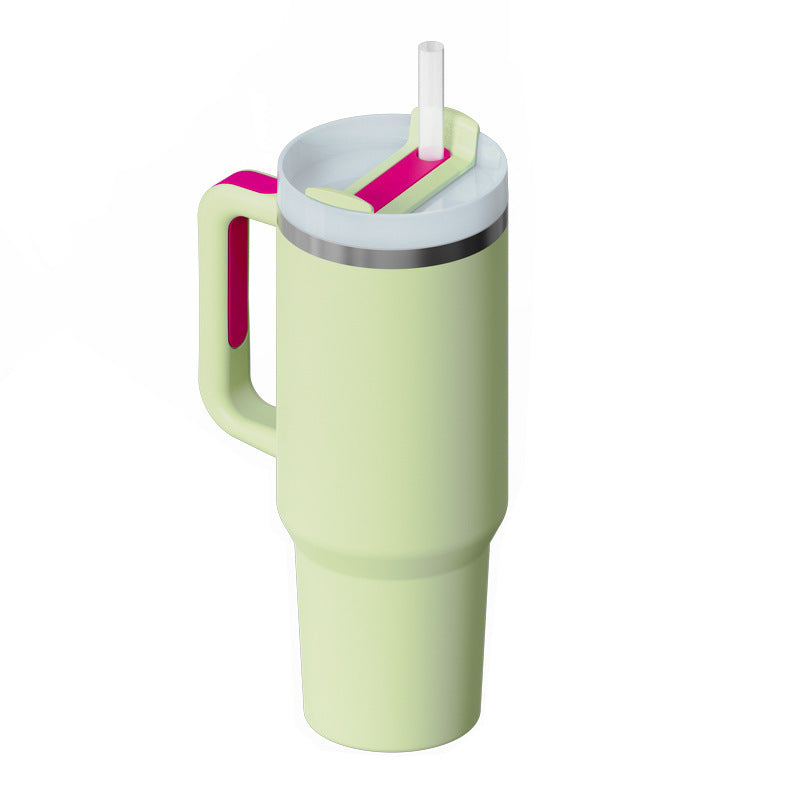 40oz Stainless Steel Tumbler with Handle & Straw