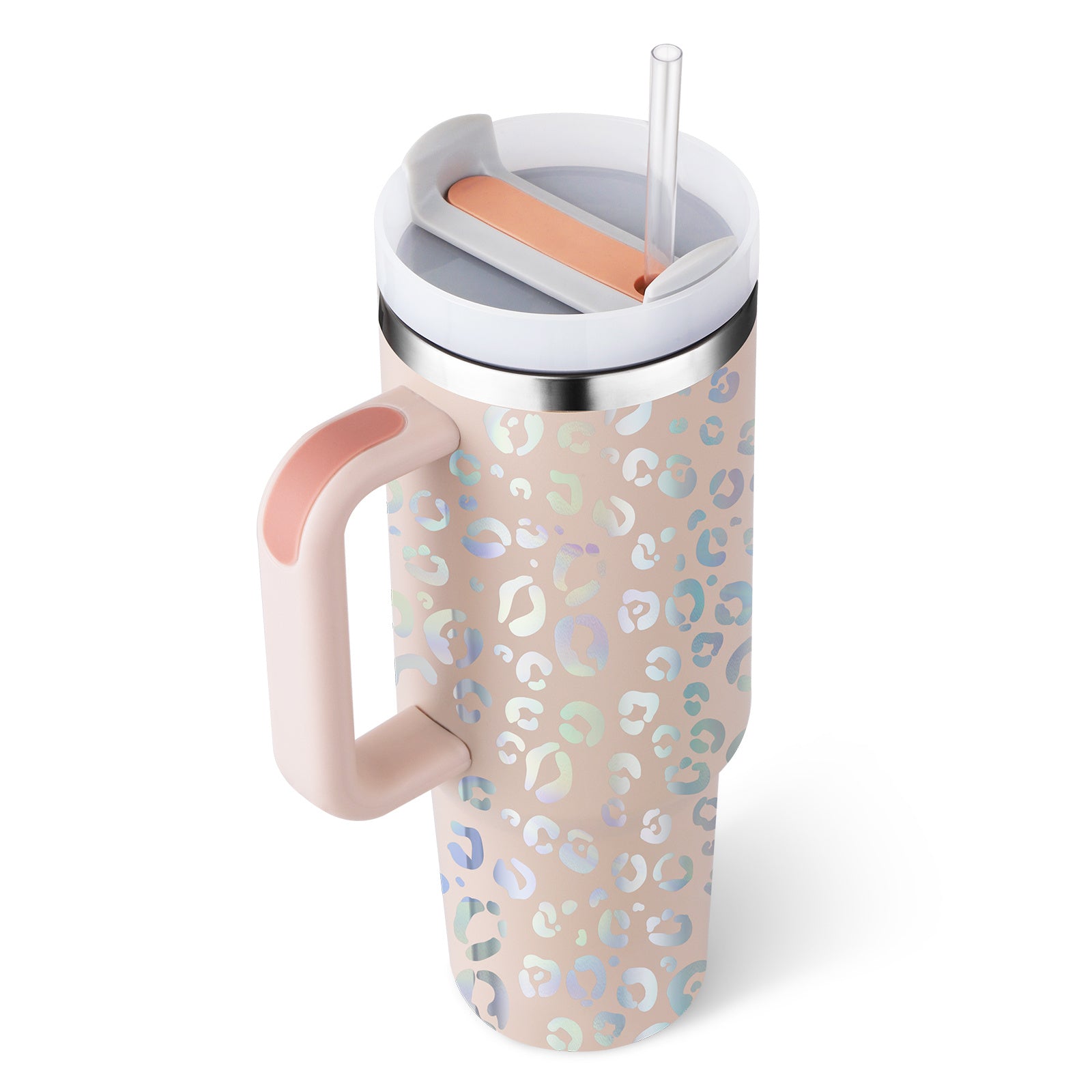 40oz Stainless Steel Tumbler with Handle & Straw