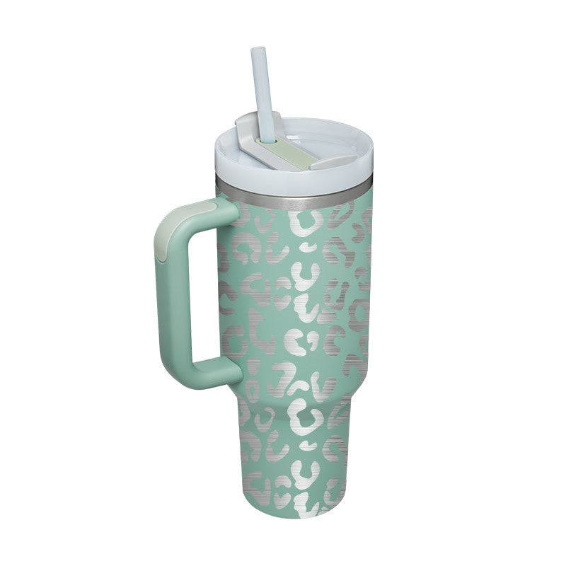 40oz Stainless Steel Tumbler with Handle & Straw