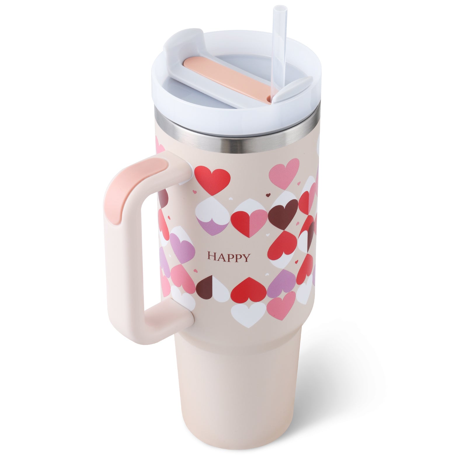 40oz Stainless Steel Tumbler with Handle & Straw