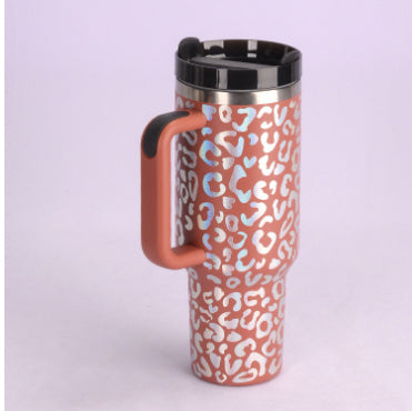 40oz Stainless Steel Tumbler with Handle & Straw