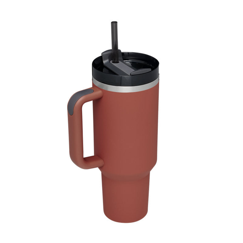 40oz Stainless Steel Tumbler with Handle & Straw