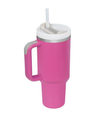 40oz Stainless Steel Tumbler with Handle & Straw
