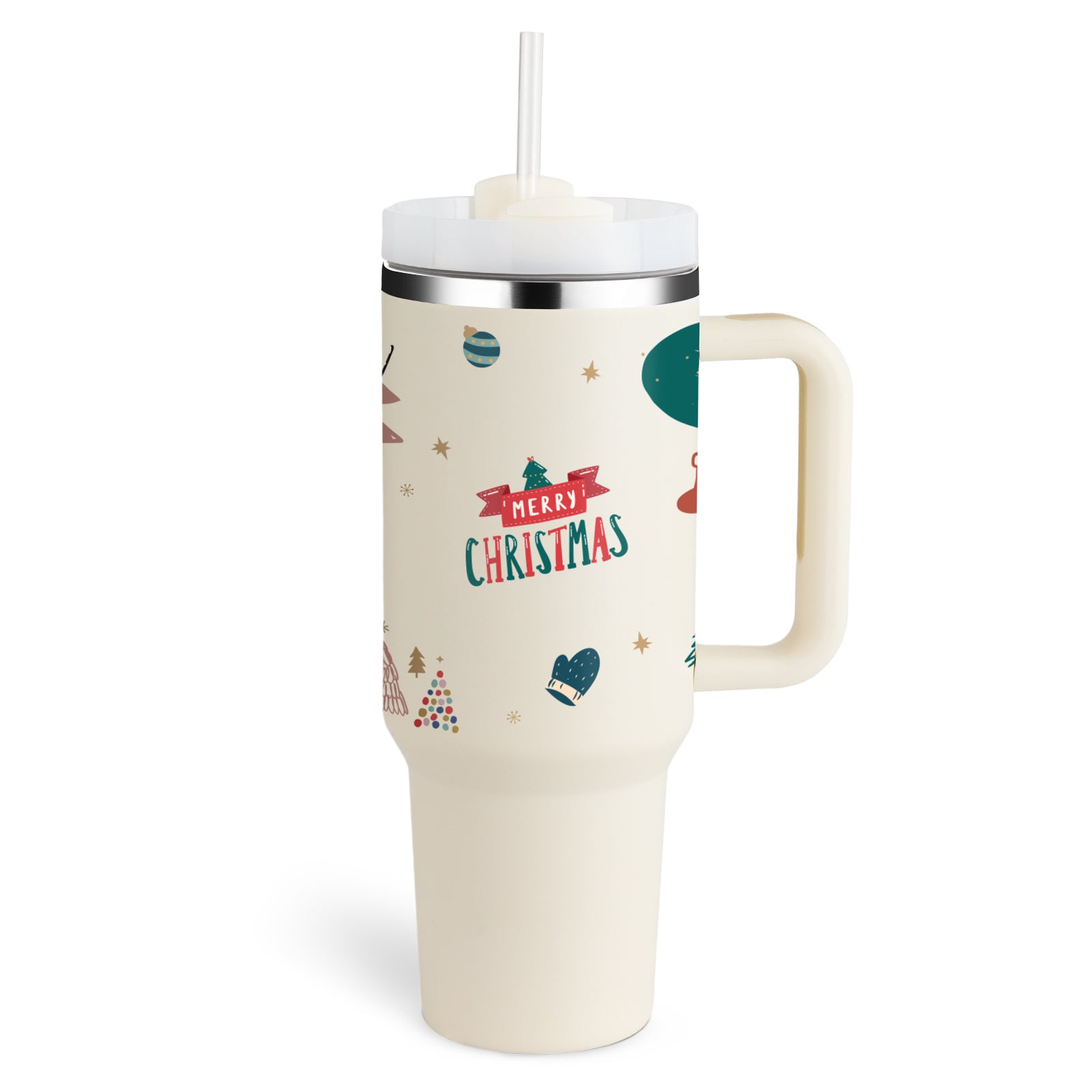 40oz Stainless Steel Tumbler with Handle & Straw