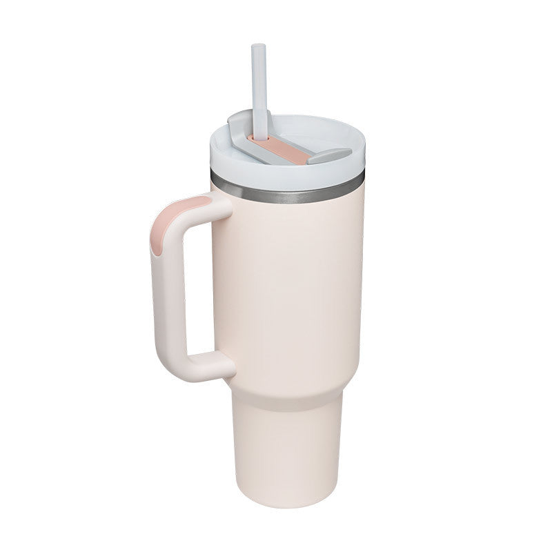 40oz Stainless Steel Tumbler with Handle & Straw
