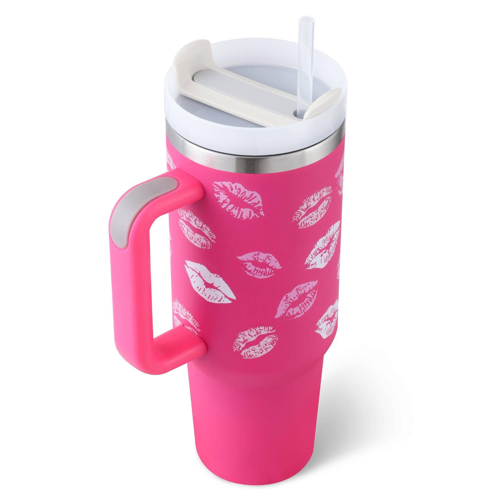 40oz Stainless Steel Tumbler with Handle & Straw