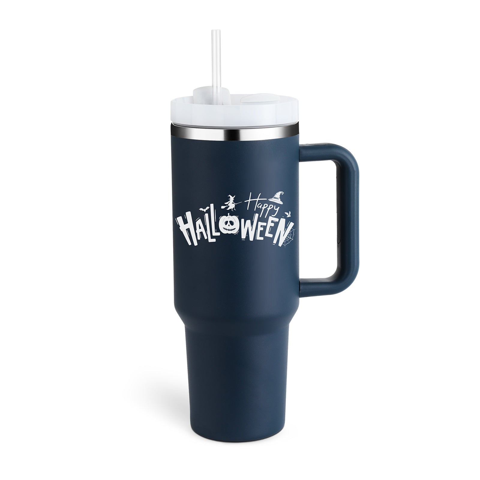 40oz Stainless Steel Tumbler with Handle & Straw