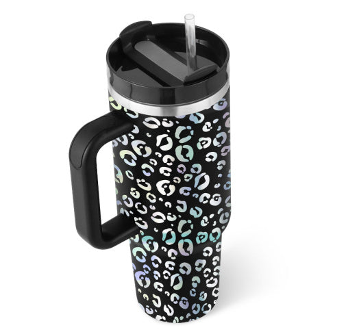 40oz Stainless Steel Tumbler with Handle & Straw