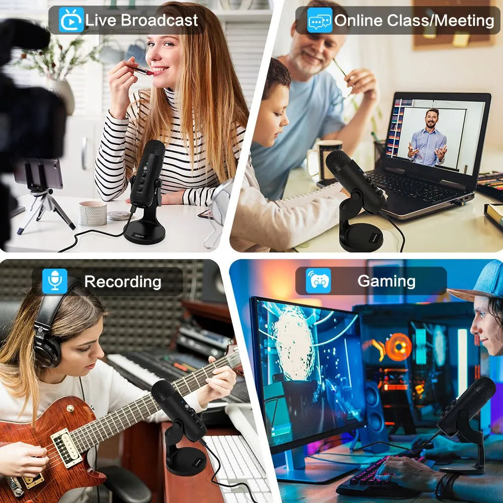 Haomuren USB Microphone for PC Mac Gaming Recording Stream and podcast