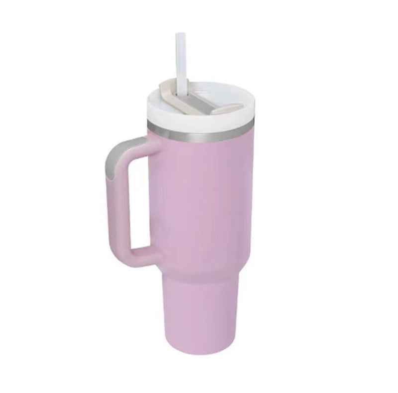 40oz Stainless Steel Tumbler with Handle & Straw
