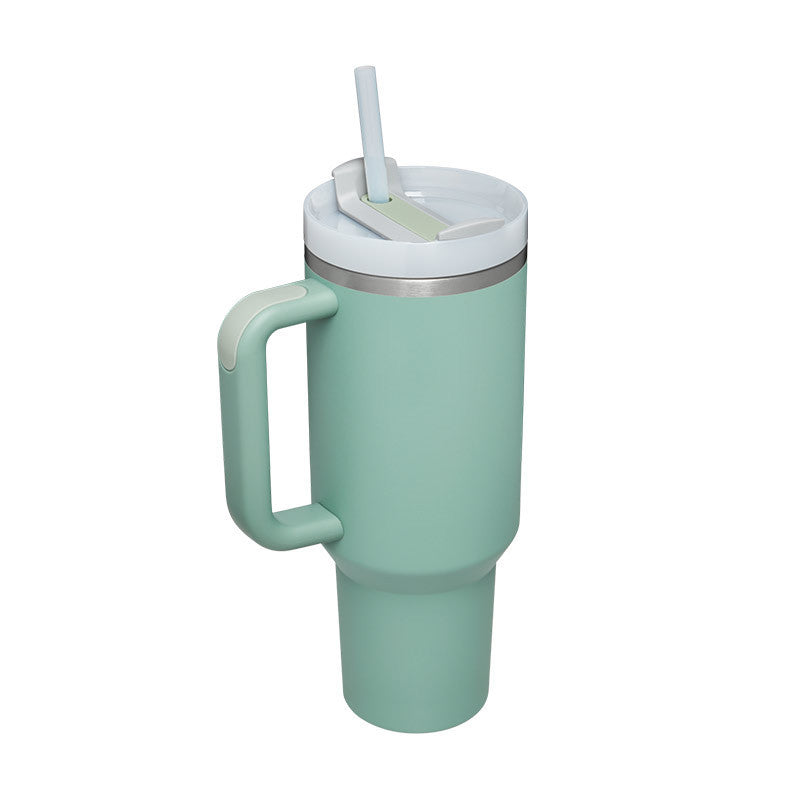40oz Stainless Steel Tumbler with Handle & Straw