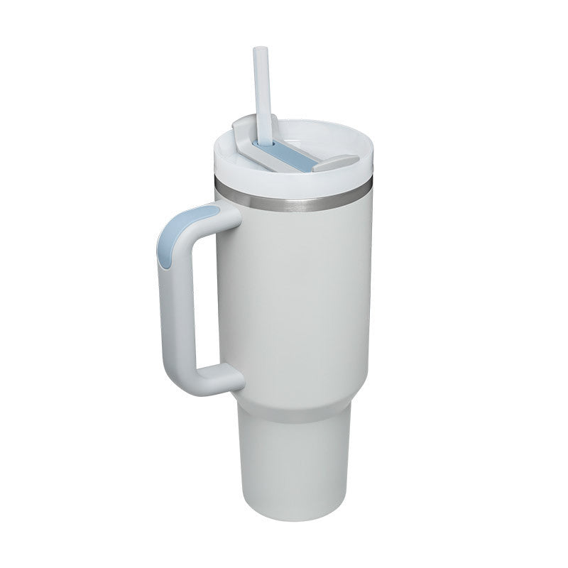 40oz Stainless Steel Tumbler with Handle & Straw