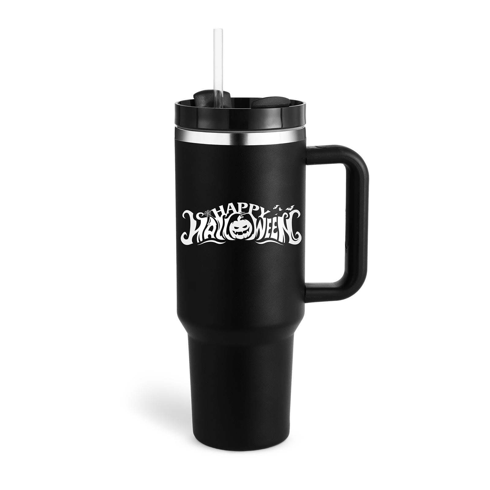 40oz Stainless Steel Tumbler with Handle & Straw
