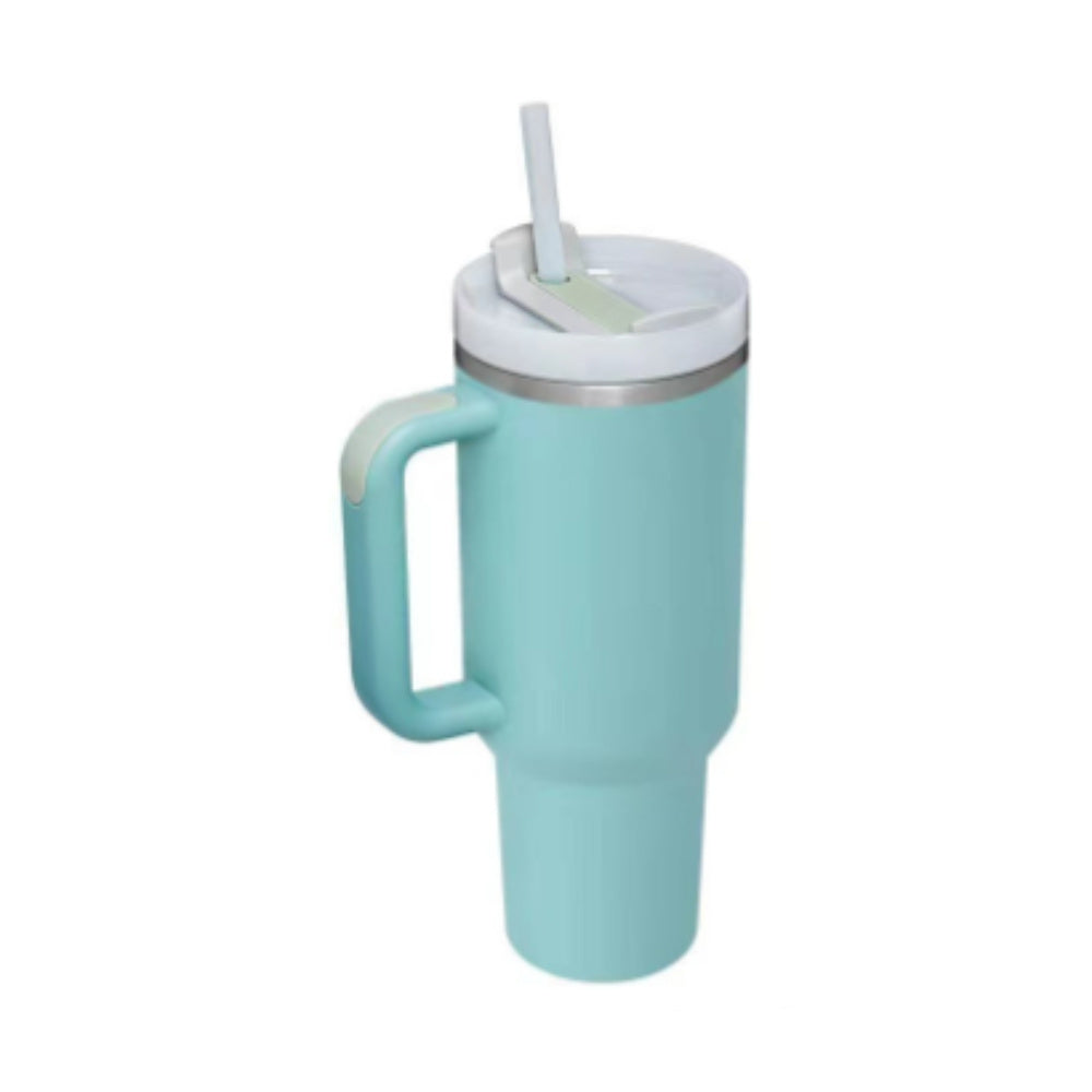 40oz Stainless Steel Tumbler with Handle & Straw