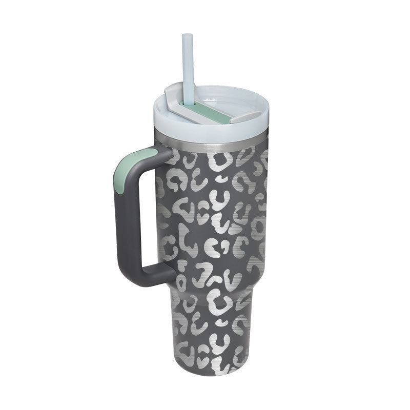 40oz Stainless Steel Tumbler with Handle & Straw