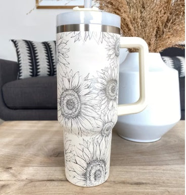 40oz Stainless Steel Tumbler with Handle & Straw
