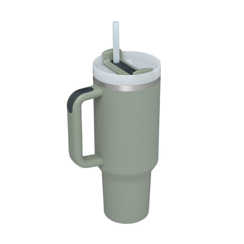 40oz Stainless Steel Tumbler with Handle & Straw