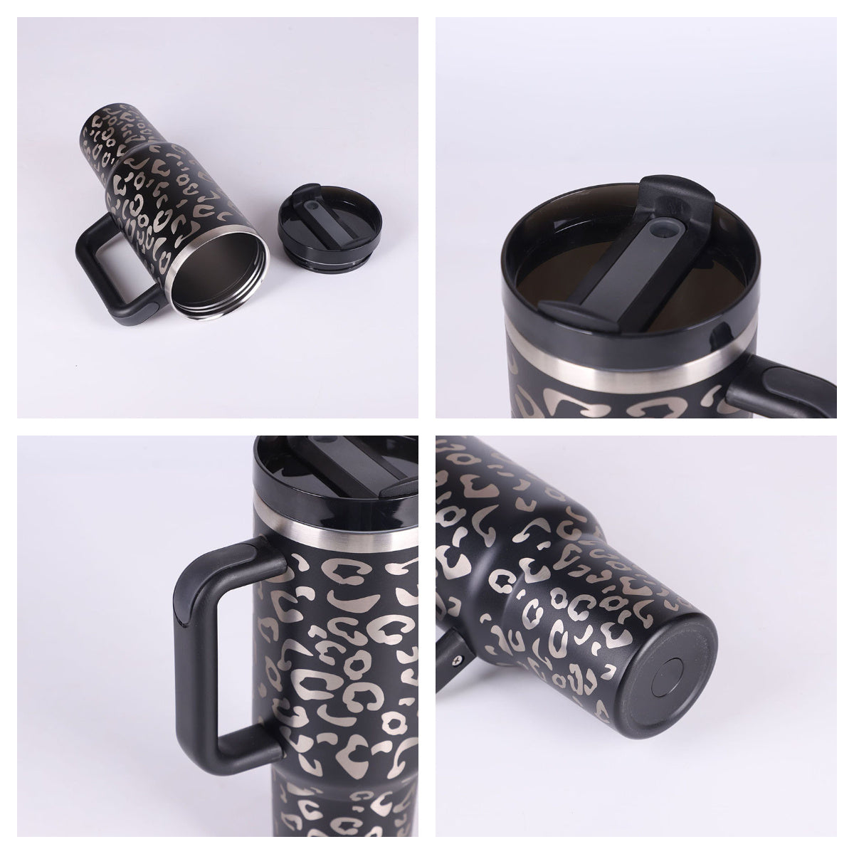 40oz Stainless Steel Tumbler with Handle & Straw