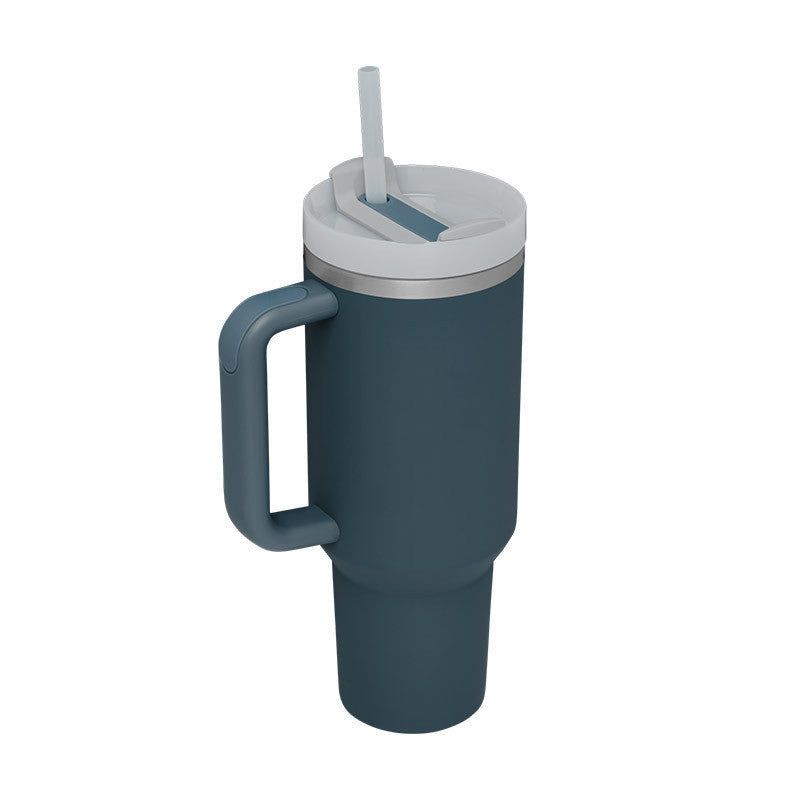 40oz Stainless Steel Tumbler with Handle & Straw