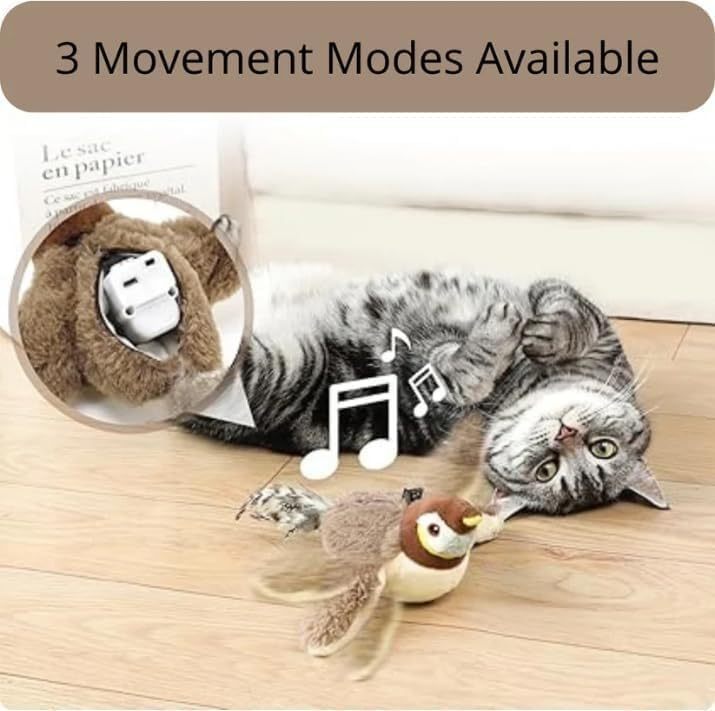 2025 Interactive Flying & Chirping Bird Cat Toy