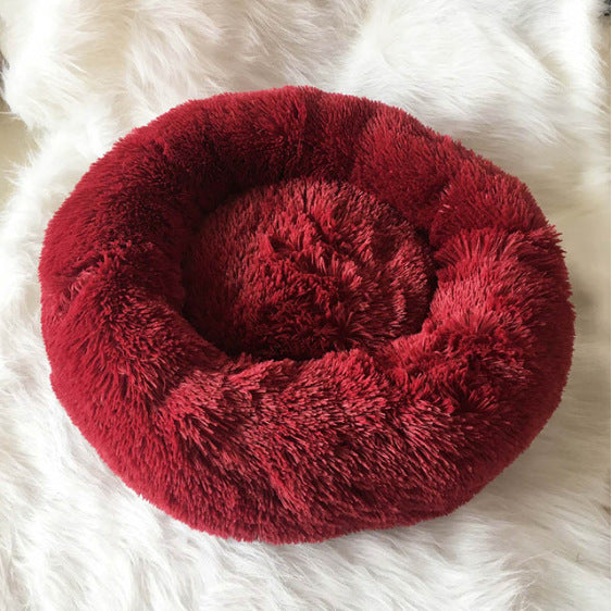 Round Plush Pet Bed for Small Dogs & Cats