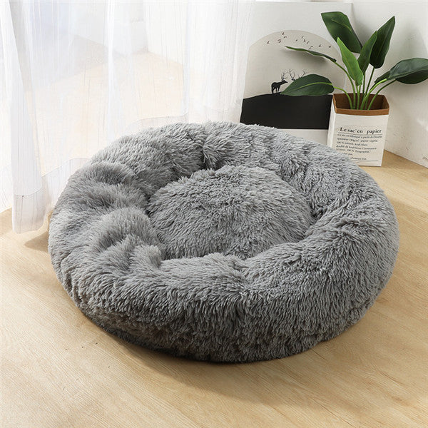 Round Plush Pet Bed for Small Dogs & Cats