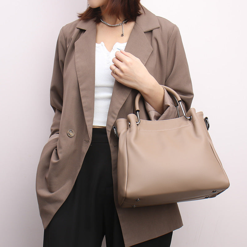 Leisure Soft Leather Bucket Bag