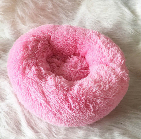 Round Plush Pet Bed for Small Dogs & Cats