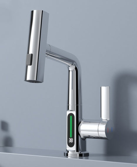 Smart Digital Display Basin Faucet – Pull-Out & Rotating Design