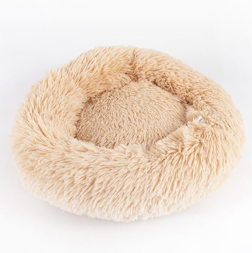 Round Plush Pet Bed for Small Dogs & Cats