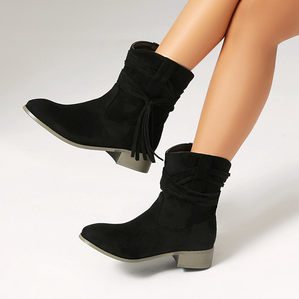 Short Boots Round Toe Foreign Trade Suede Tassel