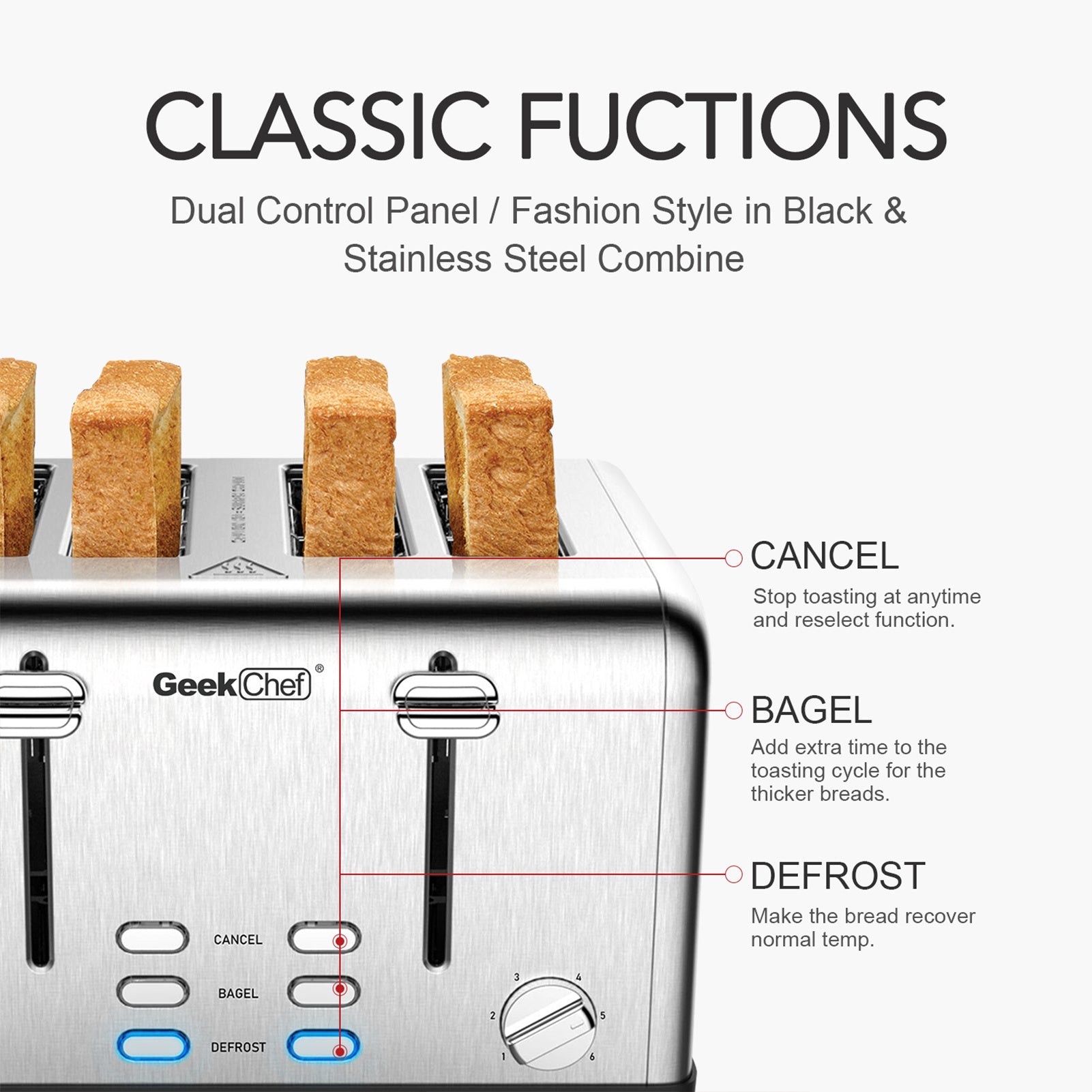 4 Slice and dual control Toaster