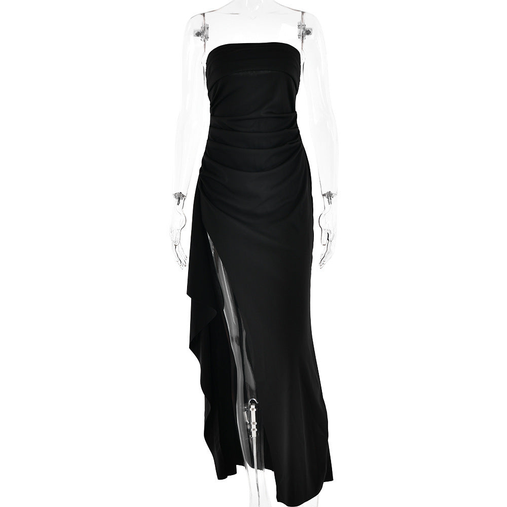 Strapless Split Long Dress Summer Fashion