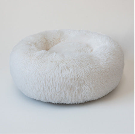Round Plush Pet Bed for Small Dogs & Cats