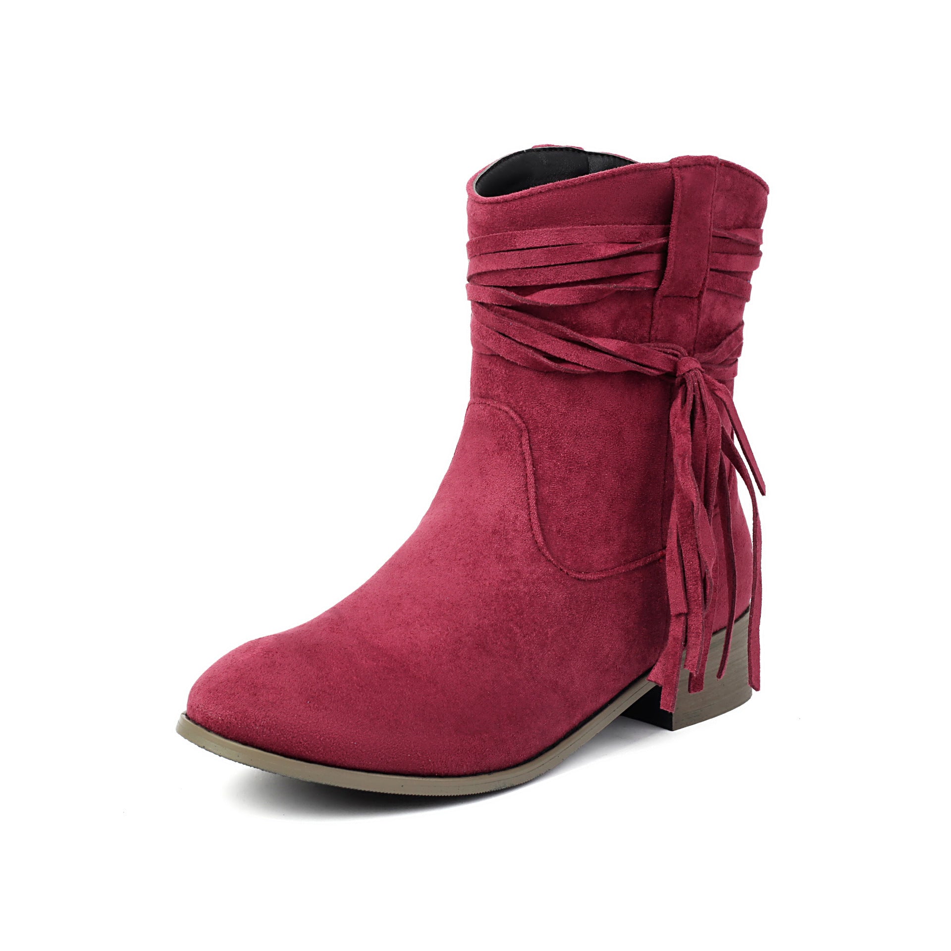 Short Boots Round Toe Foreign Trade Suede Tassel