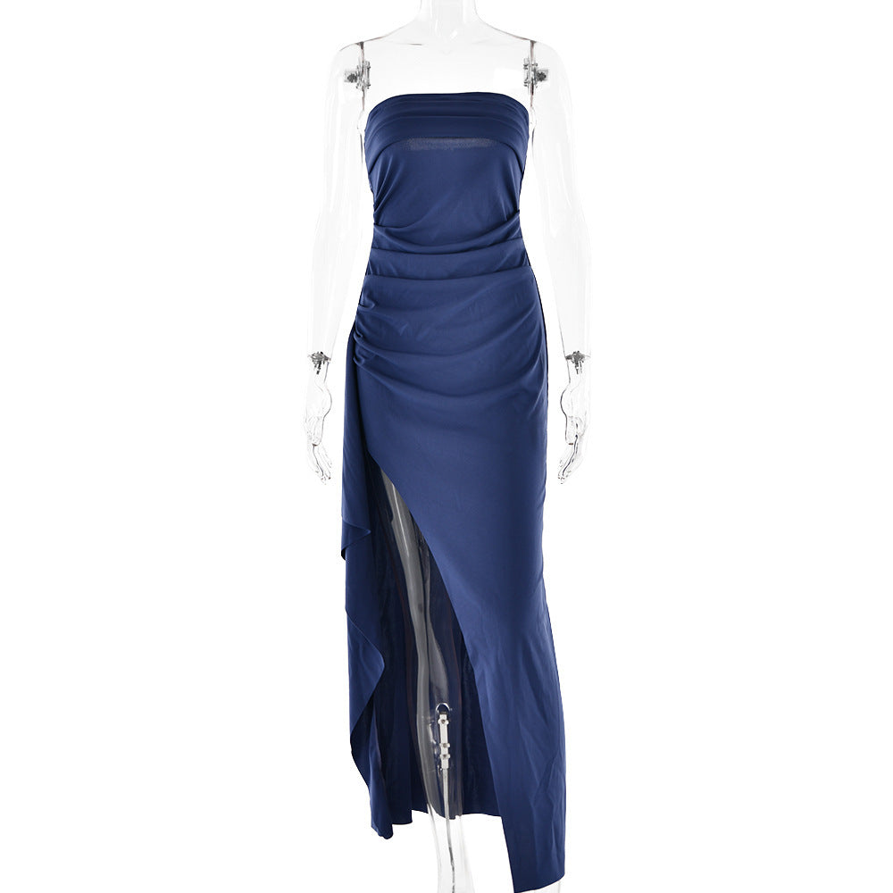 Strapless Split Long Dress Summer Fashion