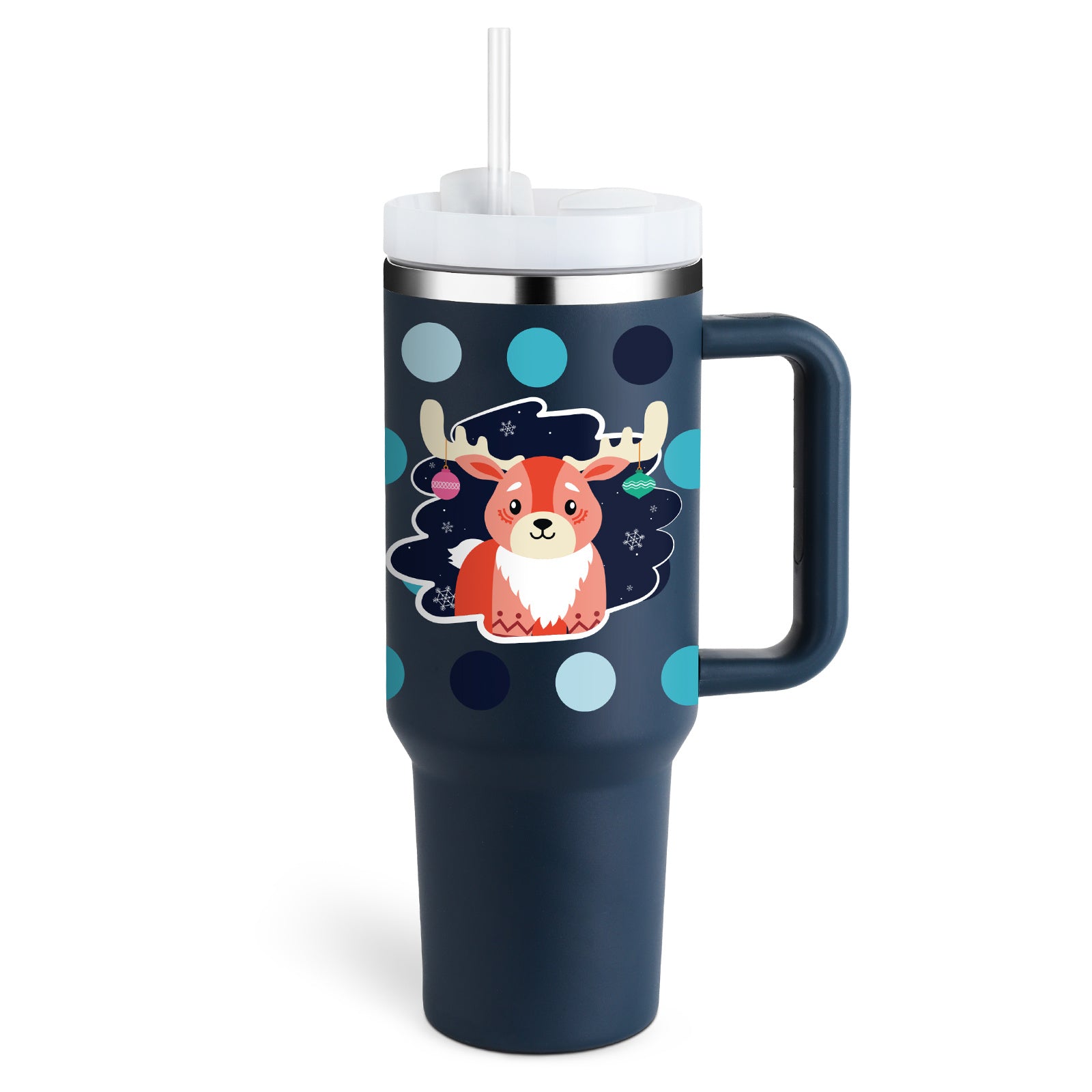40oz Stainless Steel Tumbler with Handle & Straw