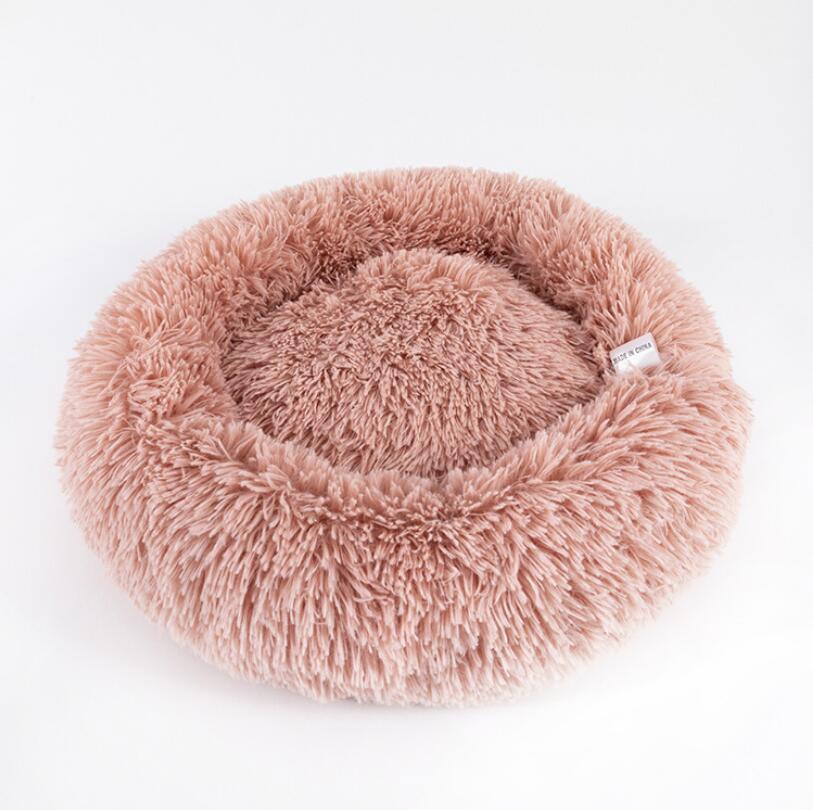 Round Plush Pet Bed for Small Dogs & Cats