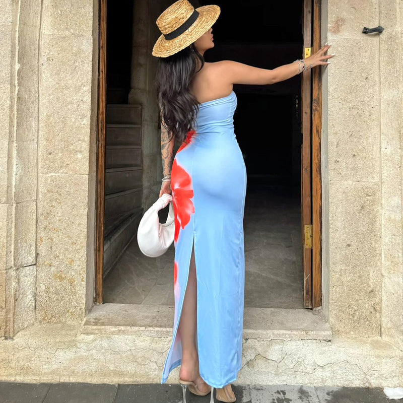 Slim Slit Tube Long Dress | Beach Dresses