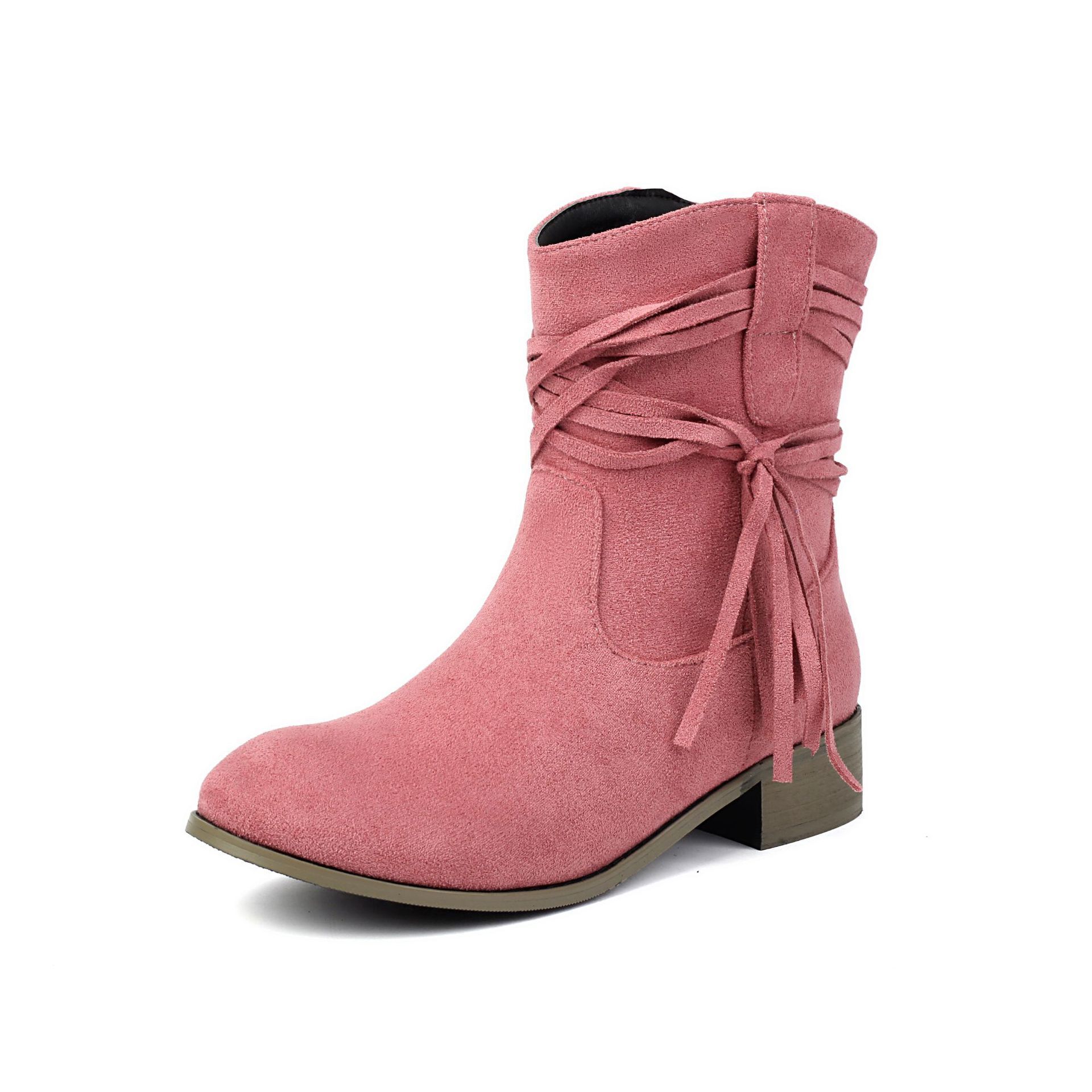 Short Boots Round Toe Foreign Trade Suede Tassel