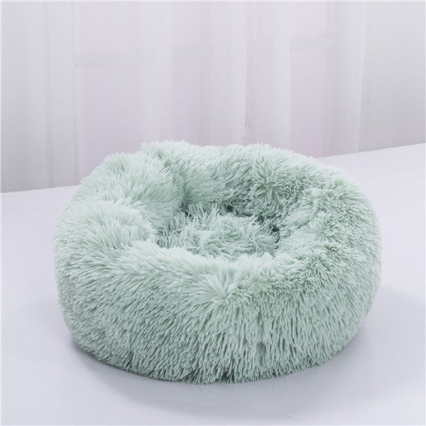 Round Plush Pet Bed for Small Dogs & Cats