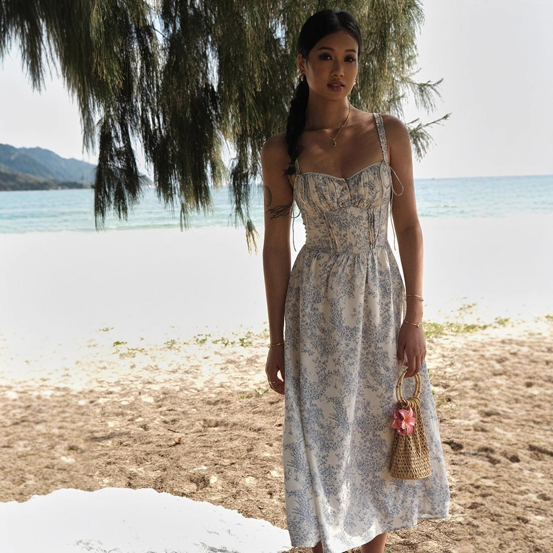 Women's Fashion Bow Seaside Sling Dress