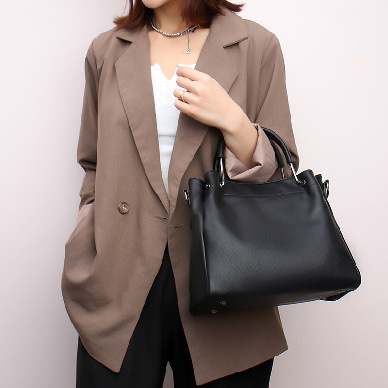 Leisure Soft Leather Bucket Bag