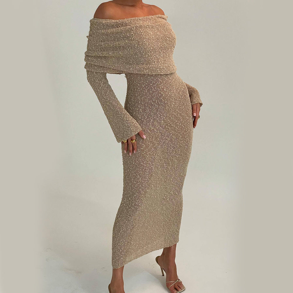 Sunset Siren One-Shoulder Knit Maxi Dress – Effortless Glam for Beach Days & Beyond