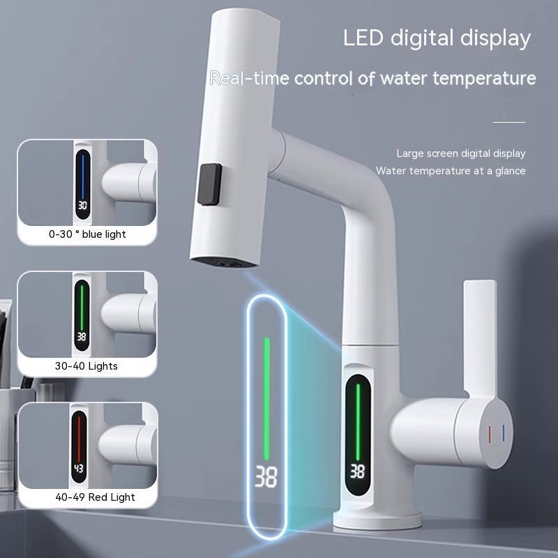 Smart Digital Display Basin Faucet – Pull-Out & Rotating Design