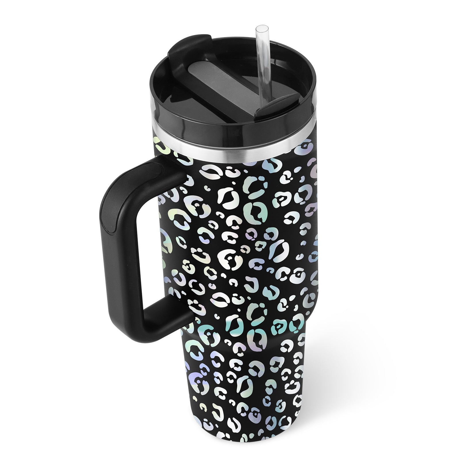 40oz Stainless Steel Tumbler with Handle & Straw