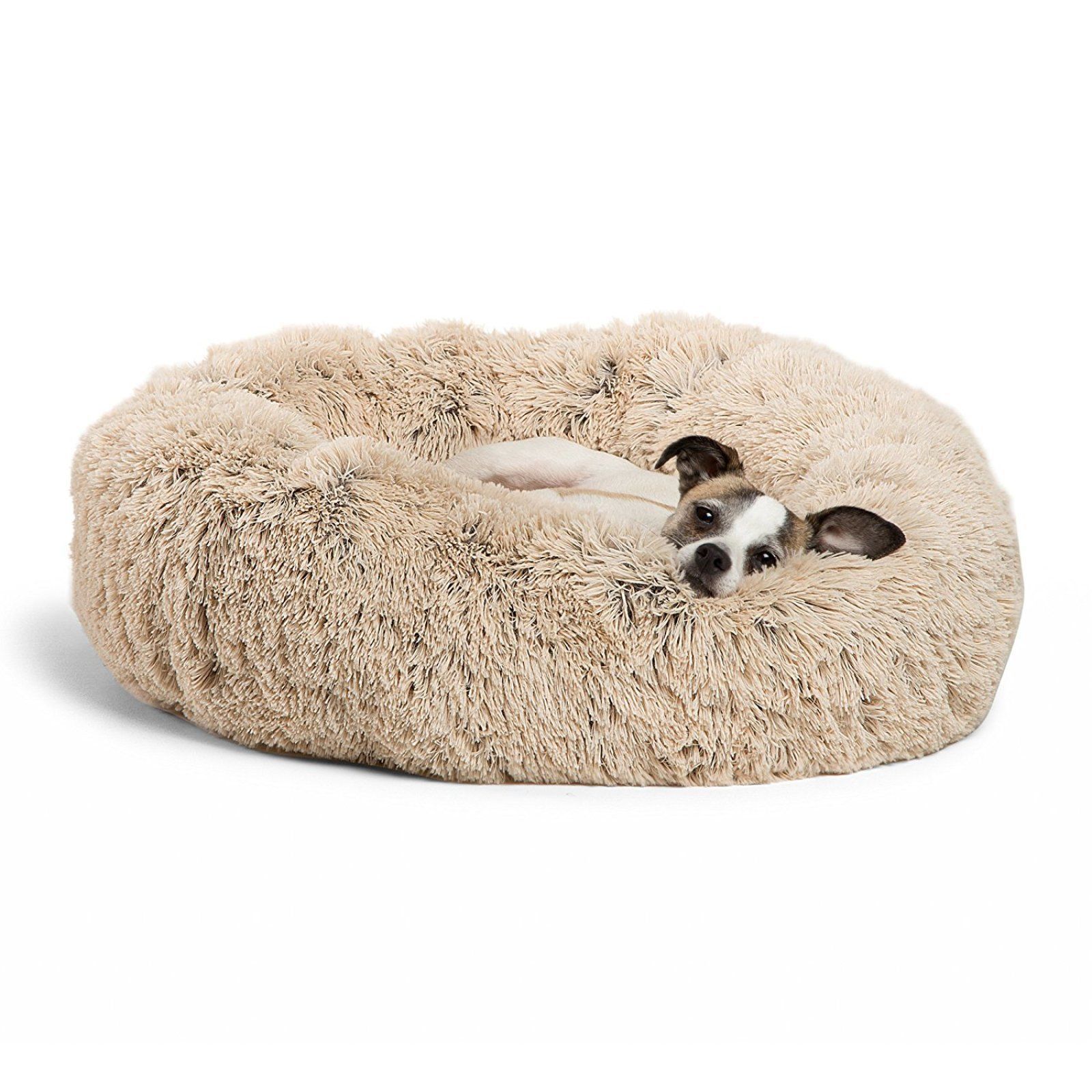 Round Plush Pet Bed for Small Dogs & Cats
