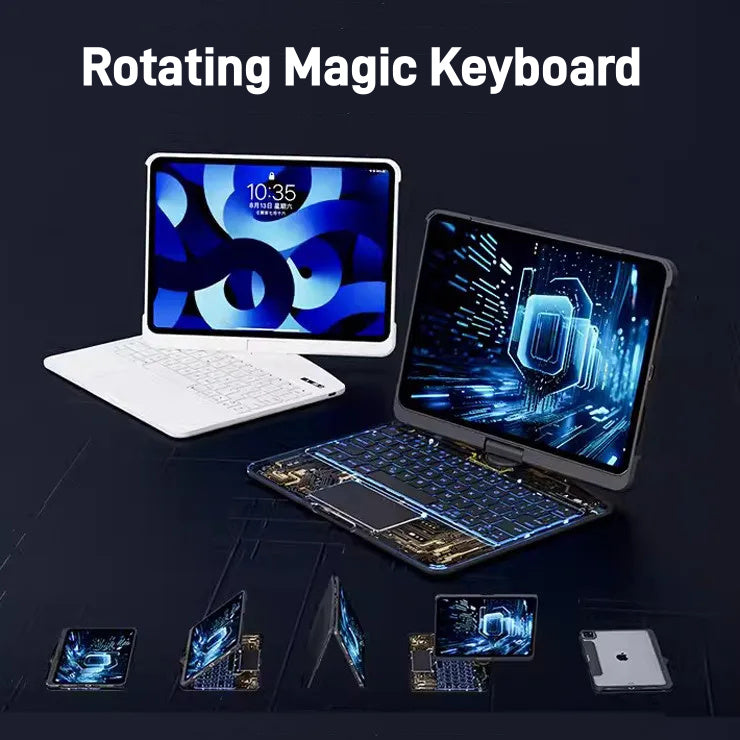 360° Swivel Keyboard Case with Cyberpunk Flair