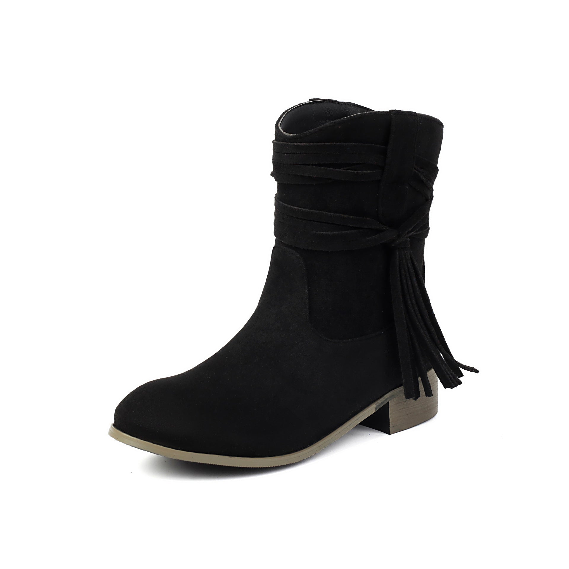 Short Boots Round Toe Foreign Trade Suede Tassel