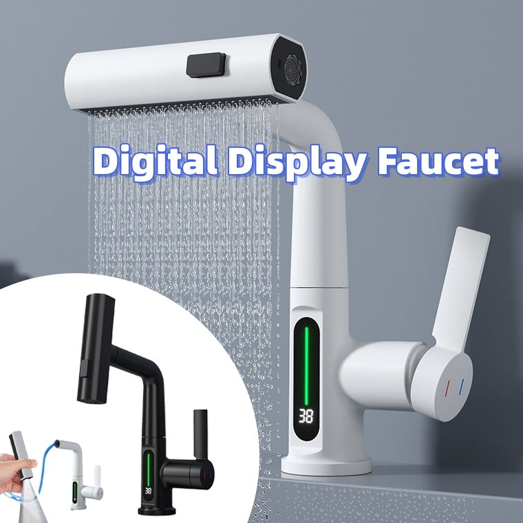 Smart Digital Display Basin Faucet – Pull-Out & Rotating Design